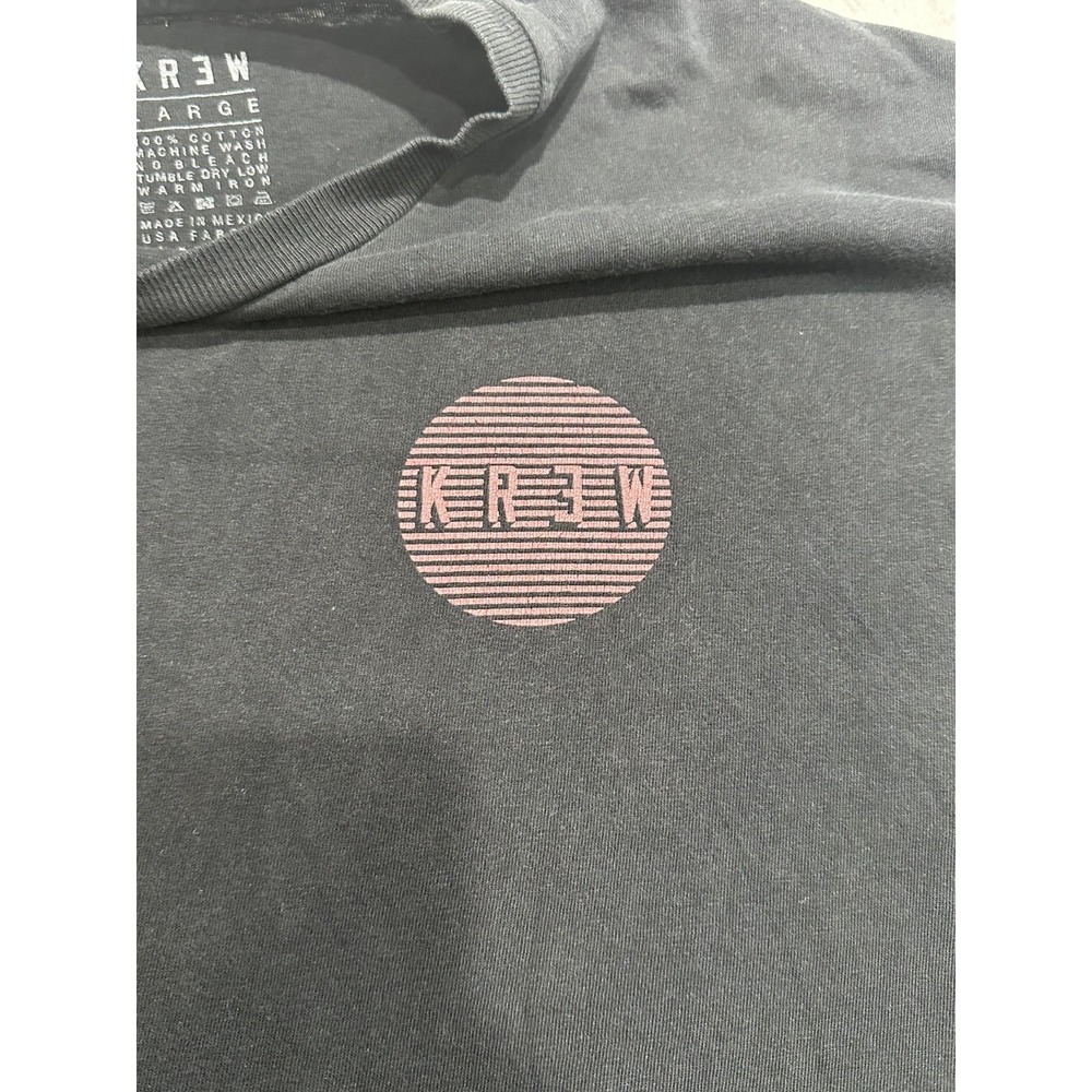 Krew T-Shirt Men's Size Large Black Short Sleeve Crew Neck Logo Streetwear - Picture 3 of 6